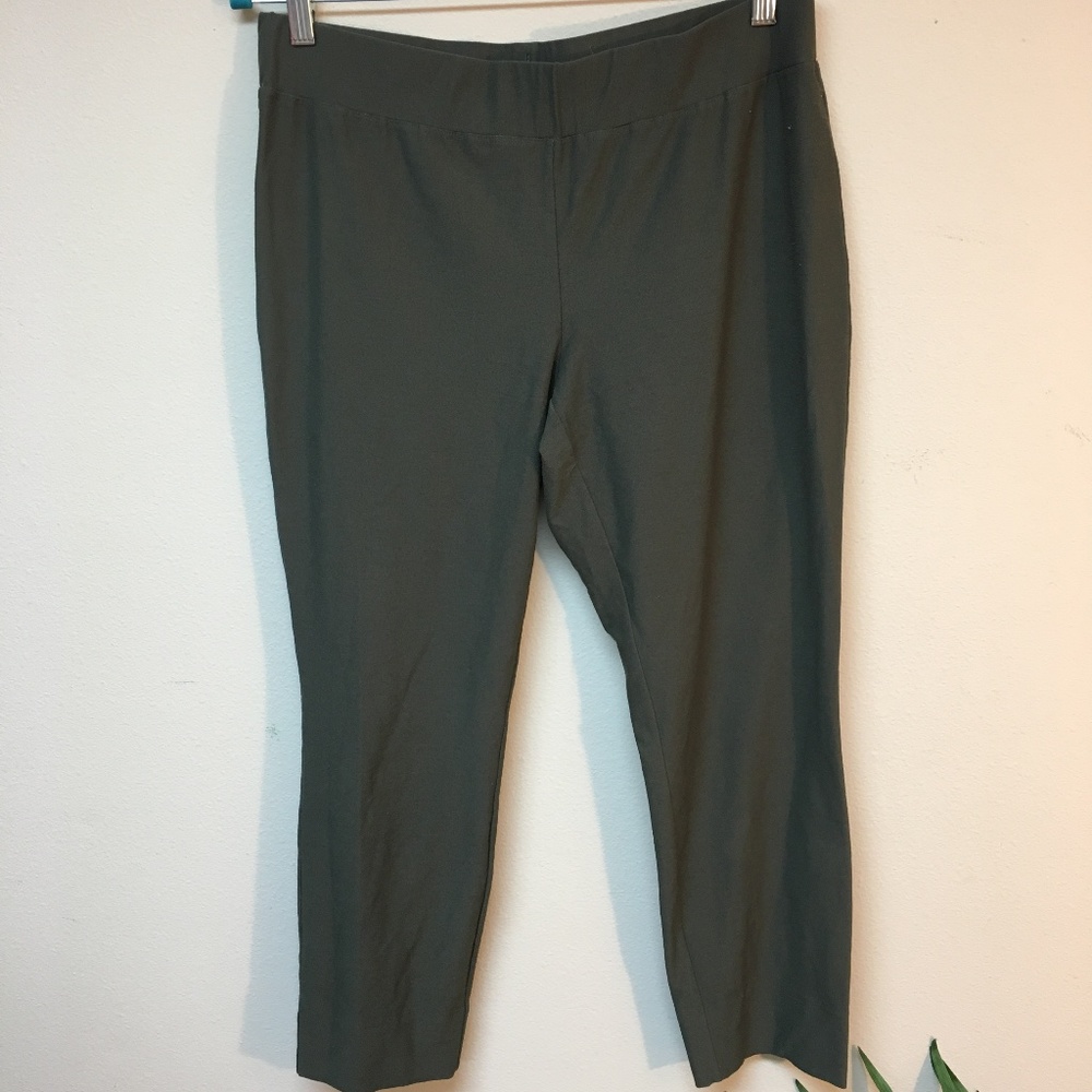 EILEEN FISHER Pant Tapered Ankle Olive Crop EUC